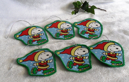 Green and Silver Snoopy Ornaments