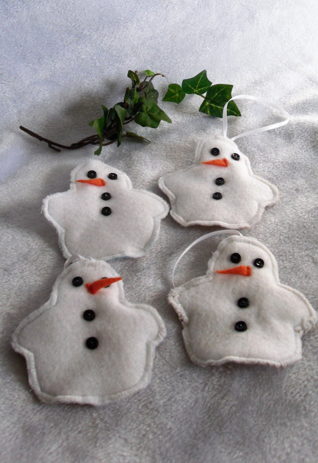 Snowflake Print Snowman Ornaments