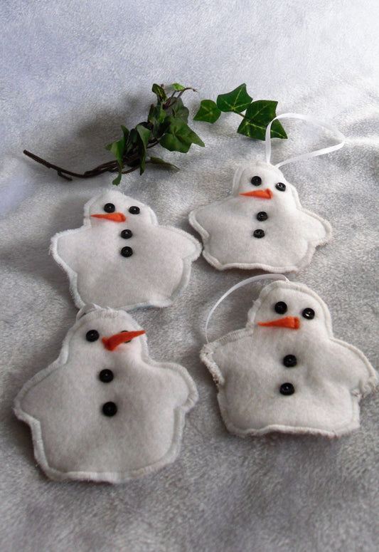 Snowflake Print Snowman Ornaments