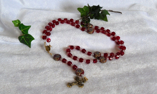 Red Artisan Glass Rosary