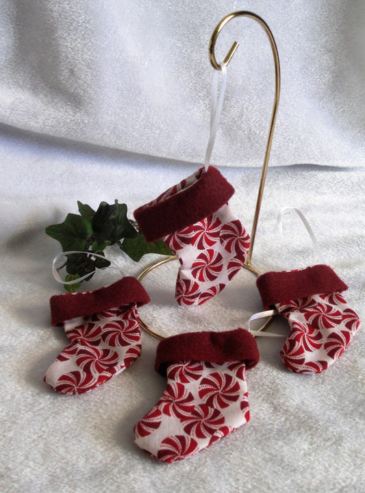 Peppermint Print Stocking Ornaments