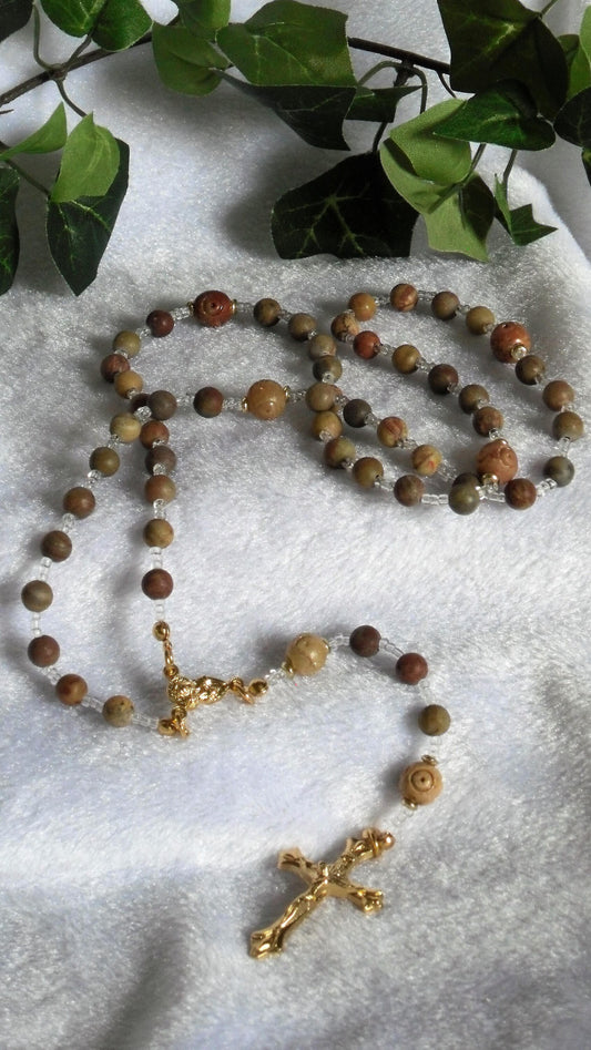 Soapstone and Chinese Rainbow Jasper Rosary