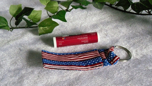 American Flag Stripe Lip Balm Keychain