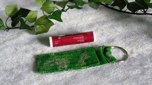 Green Spiral Print Lip Balm Keychain