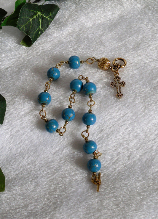 Gold and Turquoise Rosary Bracelet
