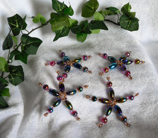 Set of 4 Pink and Orange Confetti Glass Stars