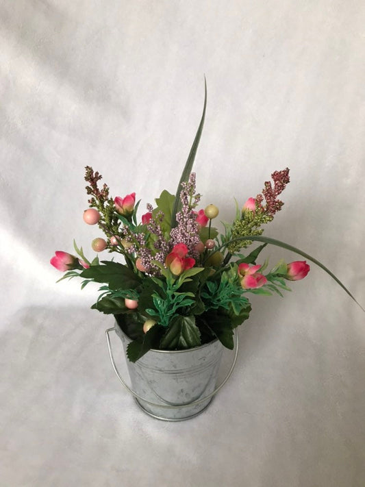 Pink Flowers in a Pail