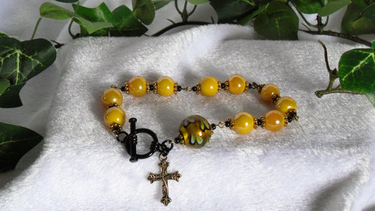 Black and Yellow Rosary Bracelet