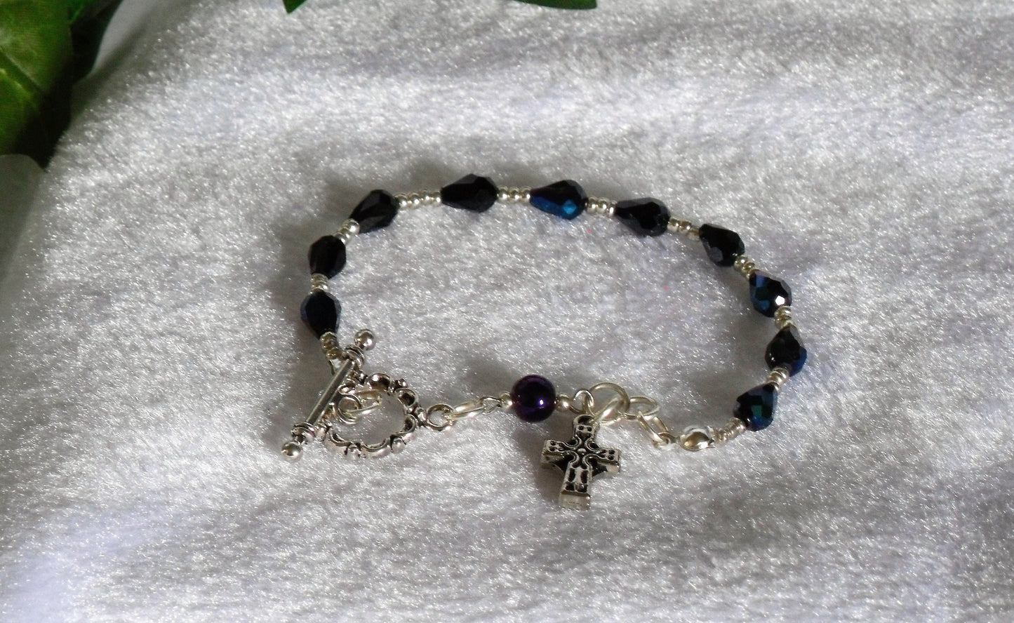 Midnight Teardrop Rosary Bracelet