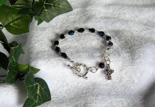 Midnight Teardrop Rosary Bracelet