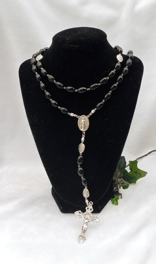 Vintage Black Glass Rosary