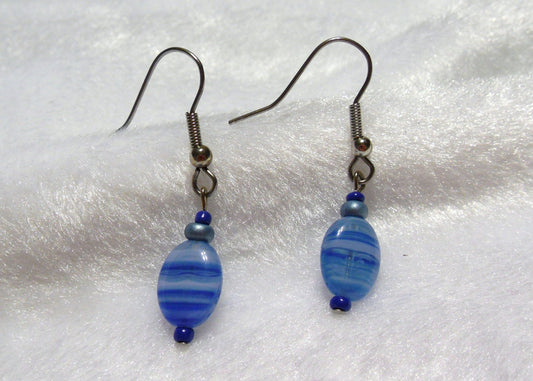 Blue Oval Earrings