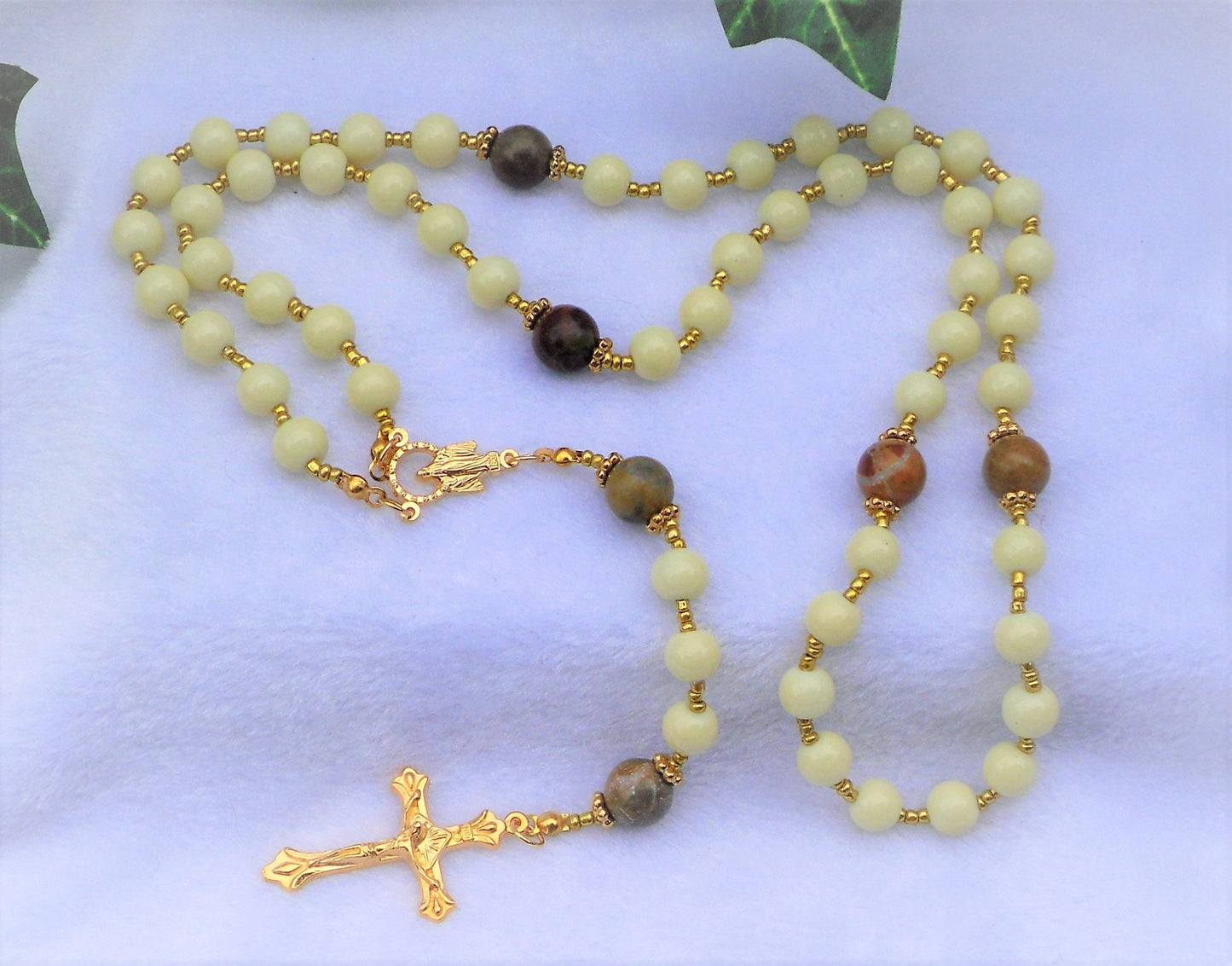 Yellow Glass and Chinese Jasper Rosary