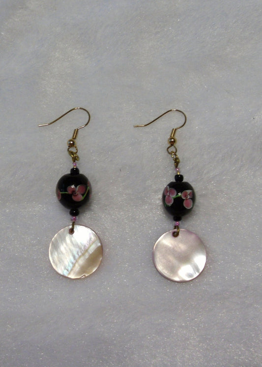 Black Lampwork Glass Earrings
