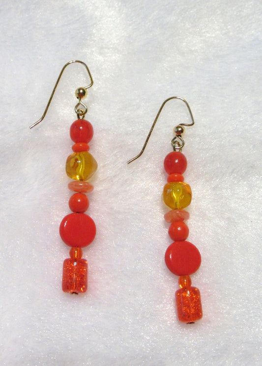 Stacked Orange Earrings