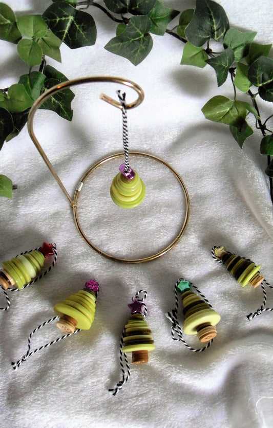 Mixed Green Button Tree Ornament