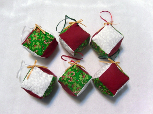 Six Stuffed Cube Ornaments