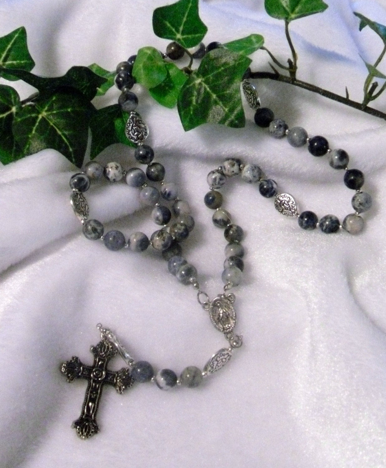 Sodalite and Tibetan Silver Rosary