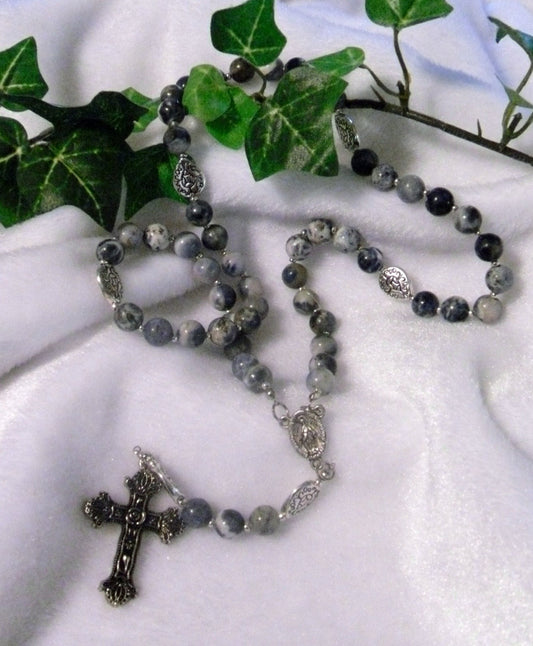Sodalite and Tibetan Silver Rosary