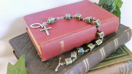 Ceramic Cube Rosary Bracelet